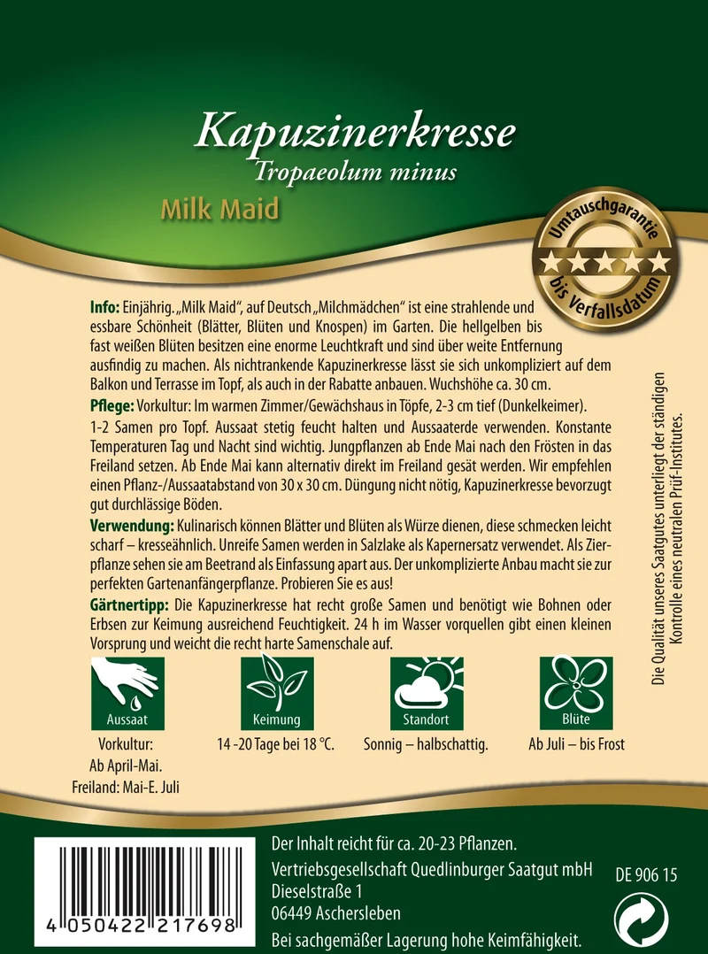 Kapuzinerkresse Milk Maid Saatgut