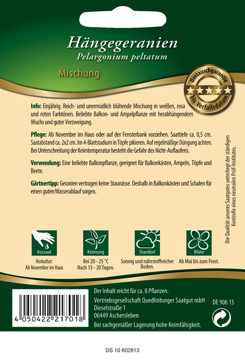 Hänge Geranien Mischung Saatgut