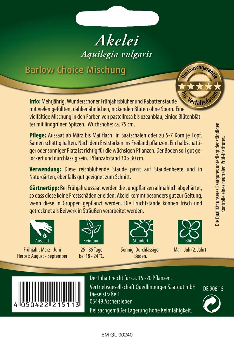 Akelei Barlow Choice Mischung Saatgut