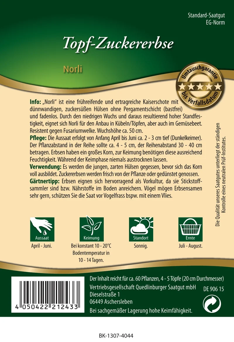 Topf Zucker Erbsen Norli Saatgut