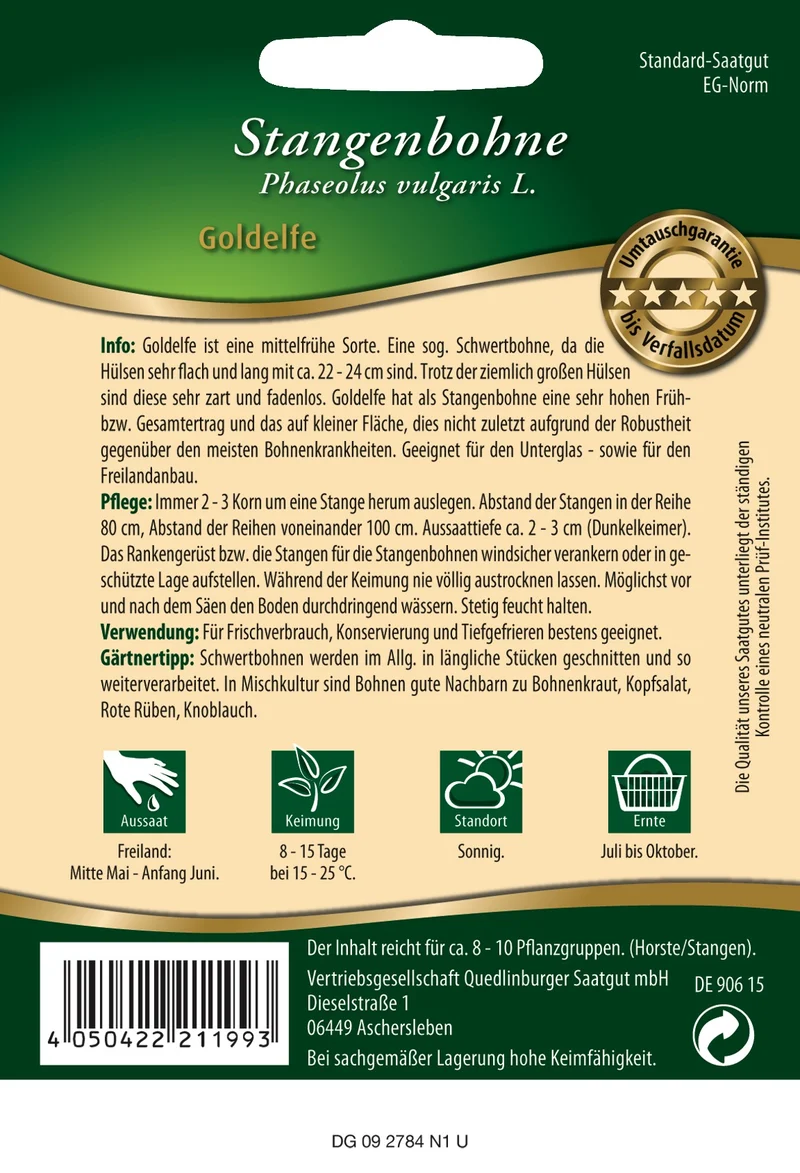 Stangenbohne Goldelfe Saatgut