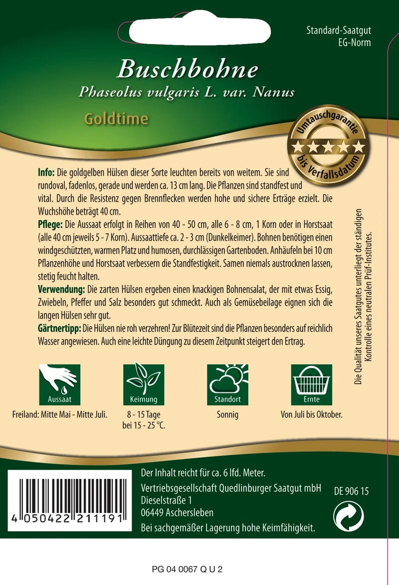 Buschbohne Goldtime Saatgut