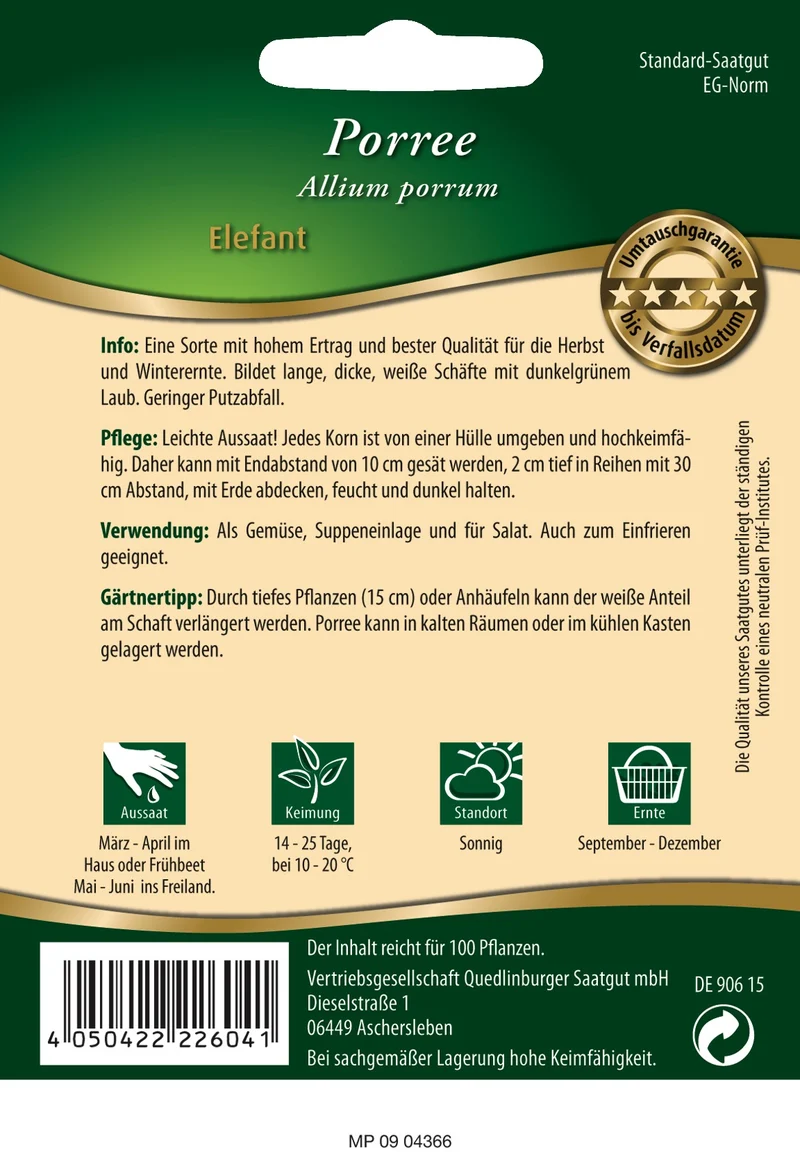 Porree Elefant Pillensaat Saatgut