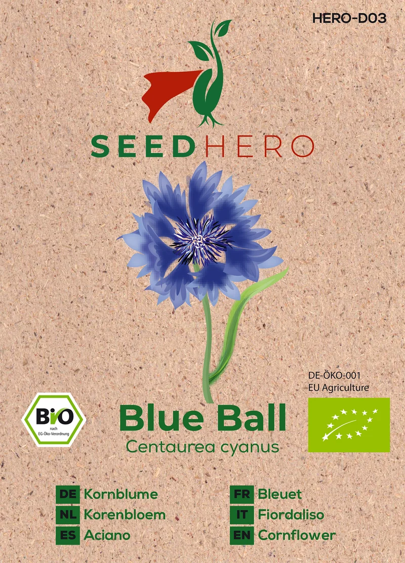 Bio Kornblume Blue Ball Saatgut