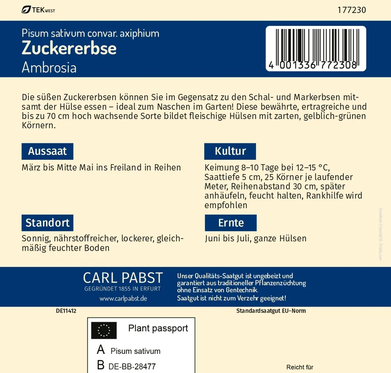 Zuckererbse Ambrosia Saatgut