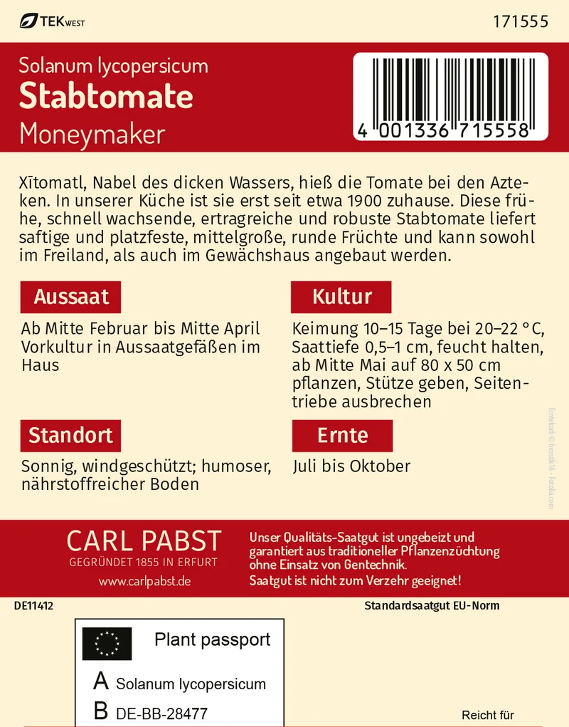 Stabtomate Moneymaker Saatgut