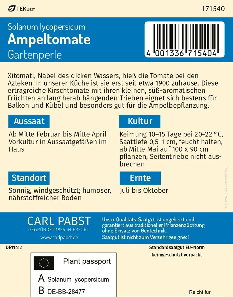 Ampeltomate Gartenperle Saatgut