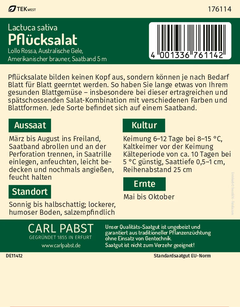 Pflücksalat Kombination Saatband 5 m