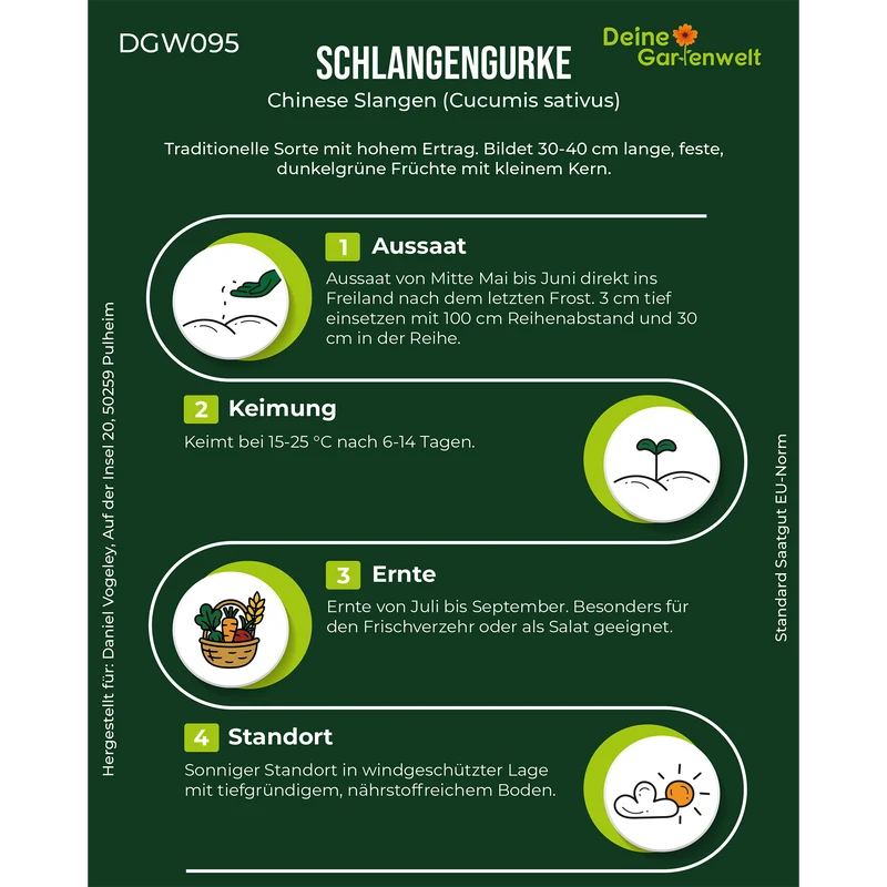 Freilandsalatgurken Chinese Slangen Saatgut