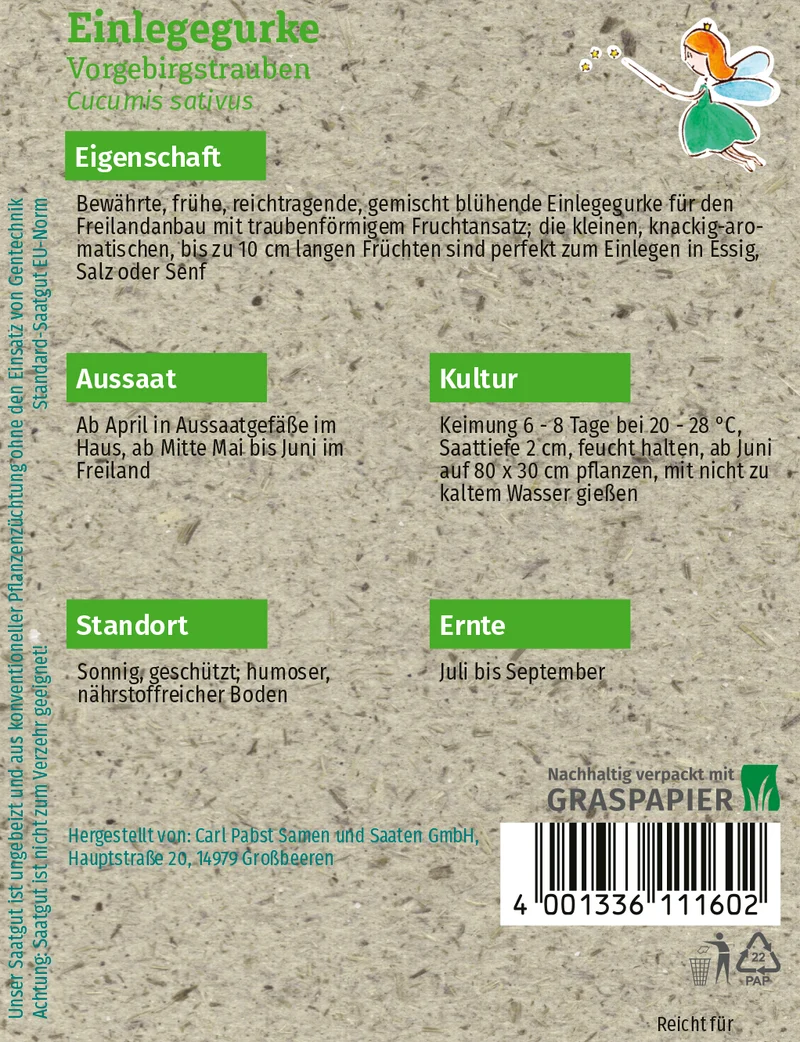 Einlegegurke Vorgebirgstrauben Saatgut