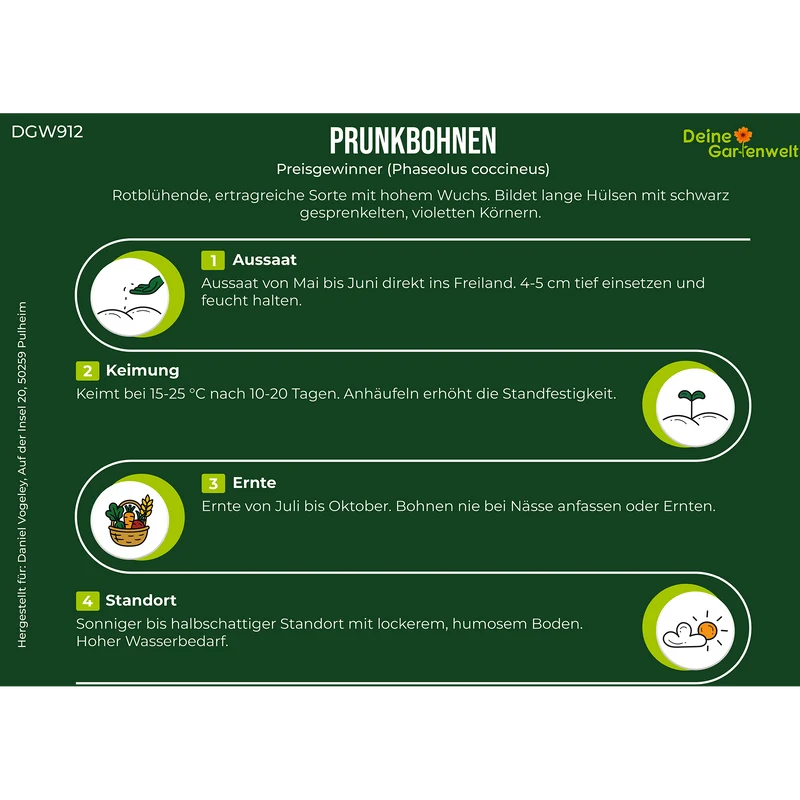 Prunkbohne Feuerbohne Preisgewinner Saatgut
