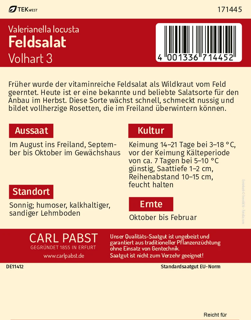 Feldsalat Volhart 3 Saatgut