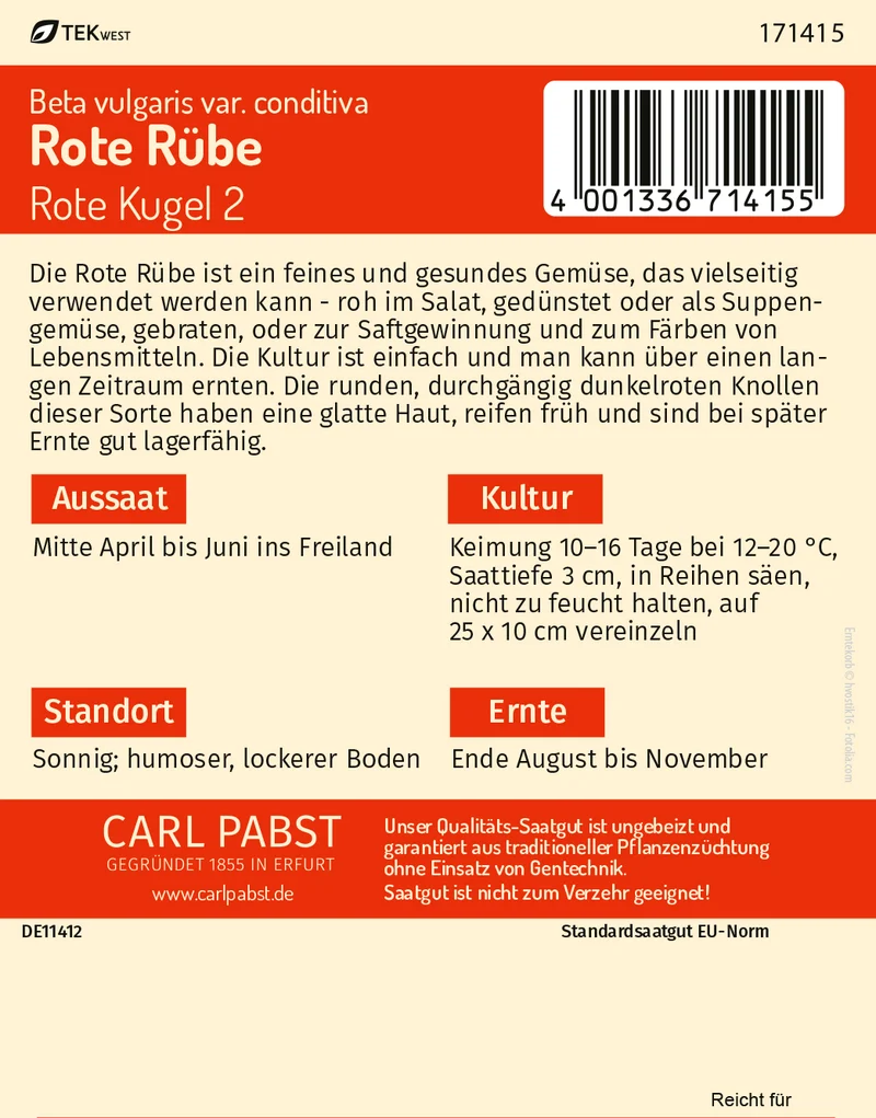 Rote Rübe Rote Kugel 2 Saatgut