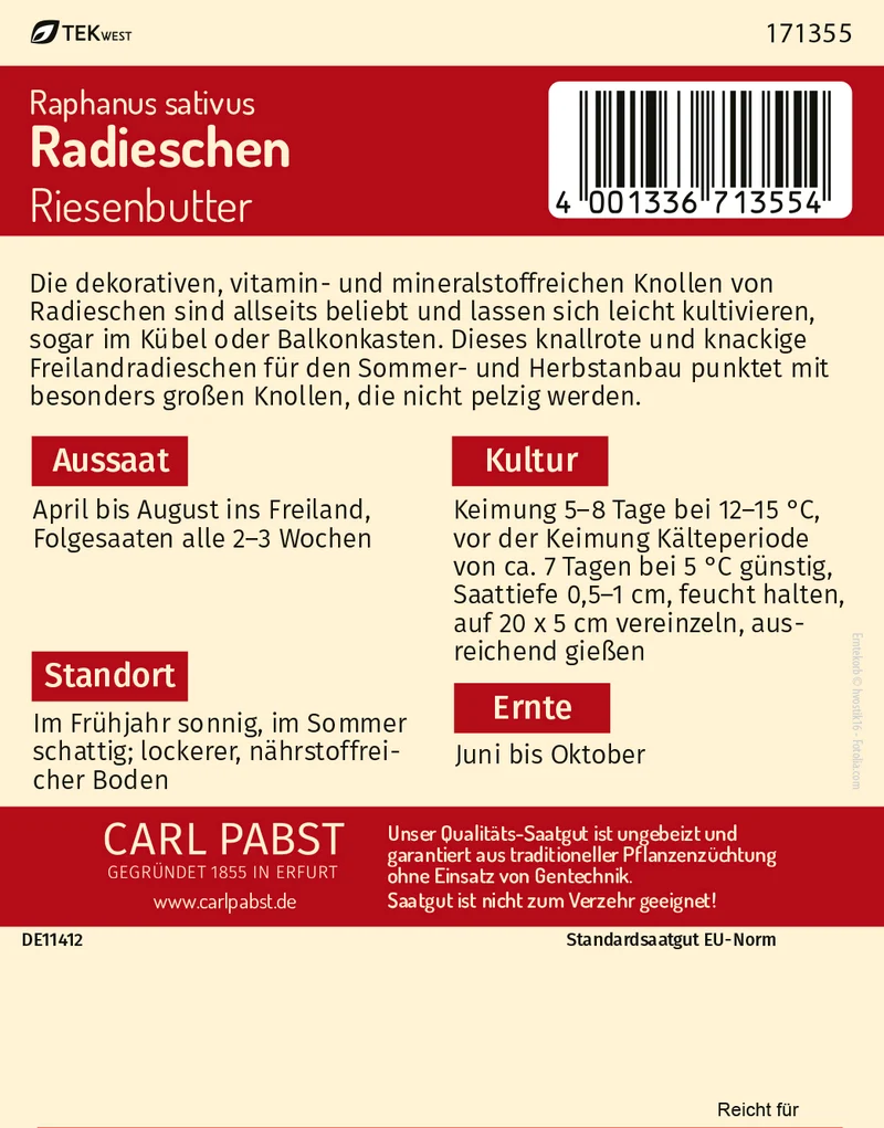 Radieschen Riesenbutter Saatgut
