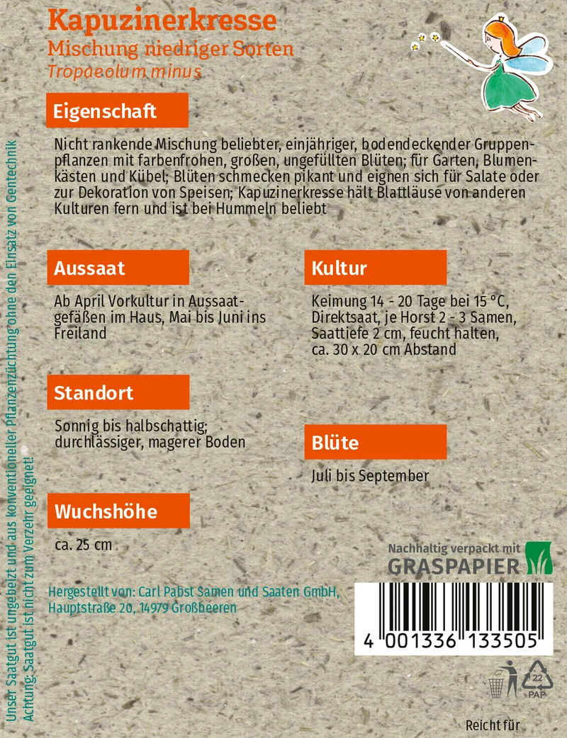 Kapuzinerkresse Mischung niedriger Sorten Saatgut