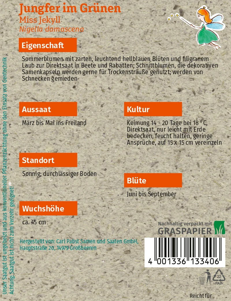 Jungfer im Grünen Miss Jekyll Saatgut