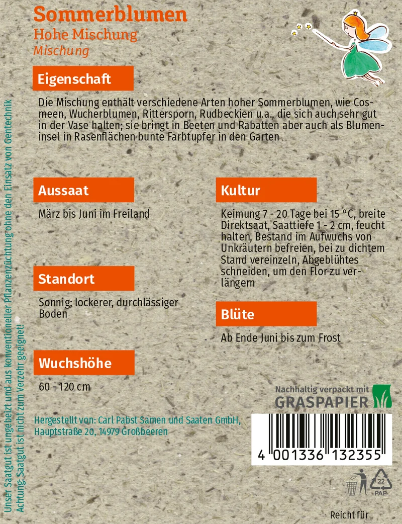 Sommerblumen Hohe Mischung Saatgut