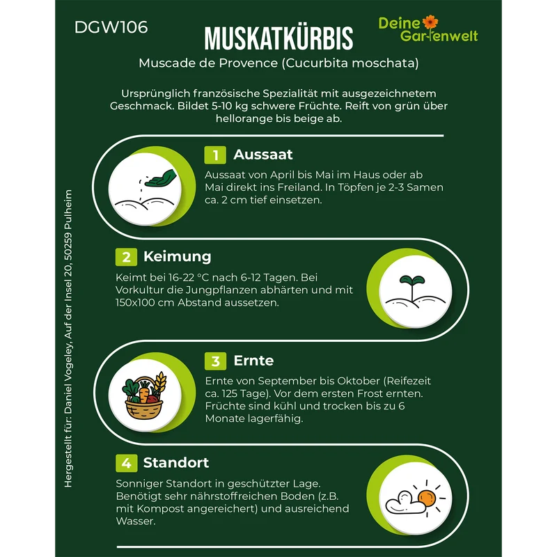 Muskatkürbis Muscade de Provence Saatgut