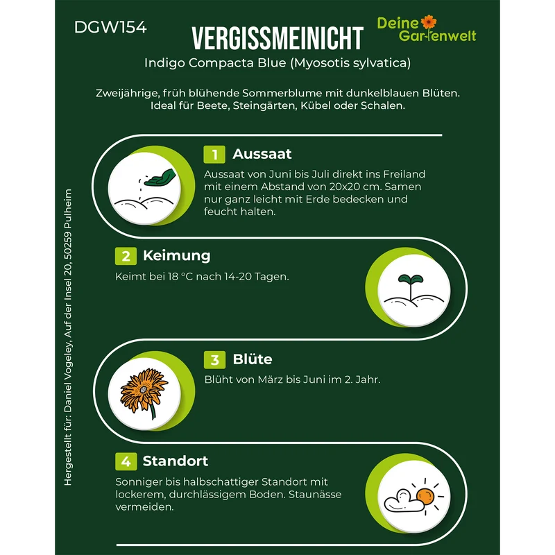 Vergissmeinnicht Indigo Compacta Blue Saatgut