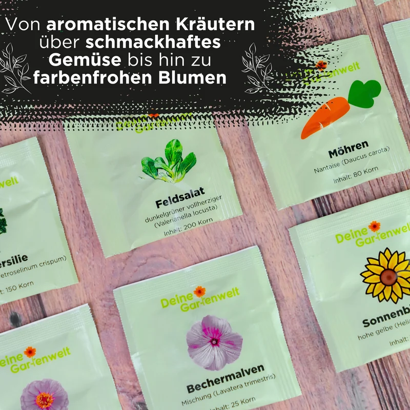 Saatgut Adventskalender – 24 Sorten Blumen, Kräuter & Gemüse