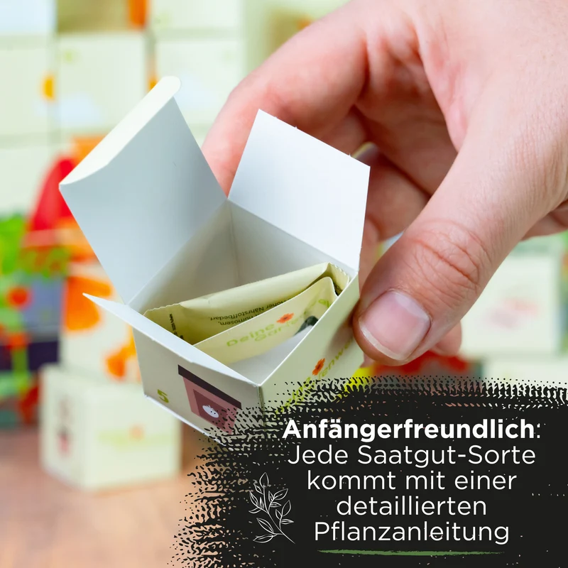 Saatgut Adventskalender – 24 Sorten Blumen, Kräuter & Gemüse