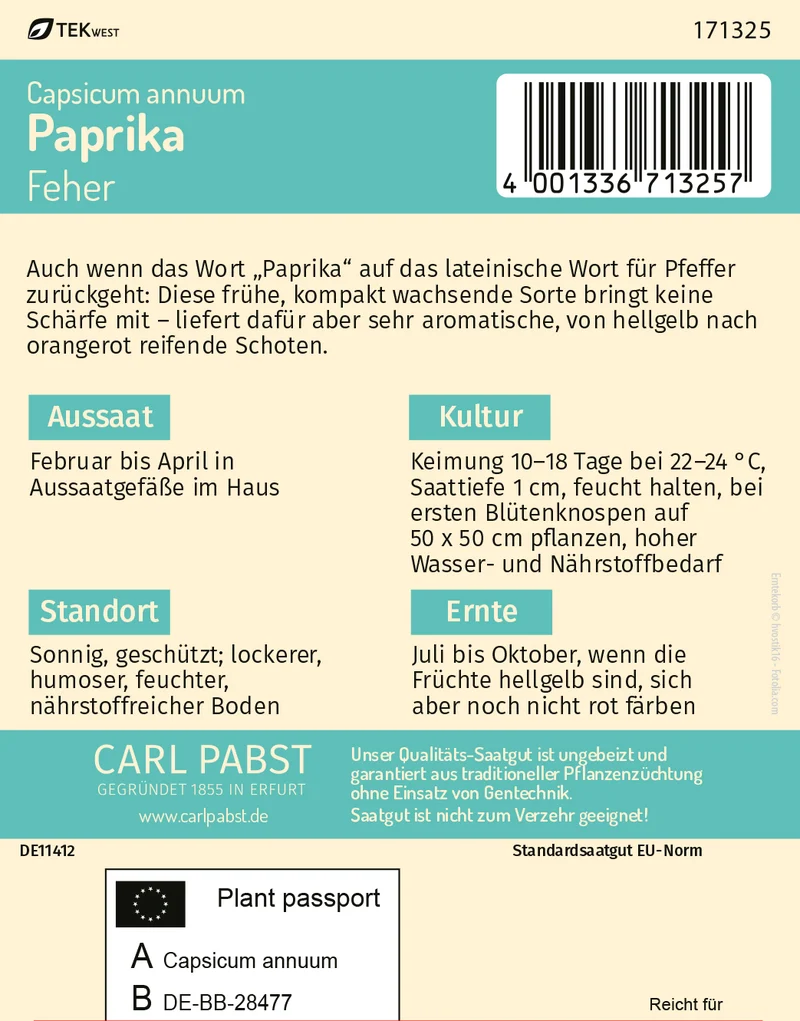 Paprika Feher Saatgut