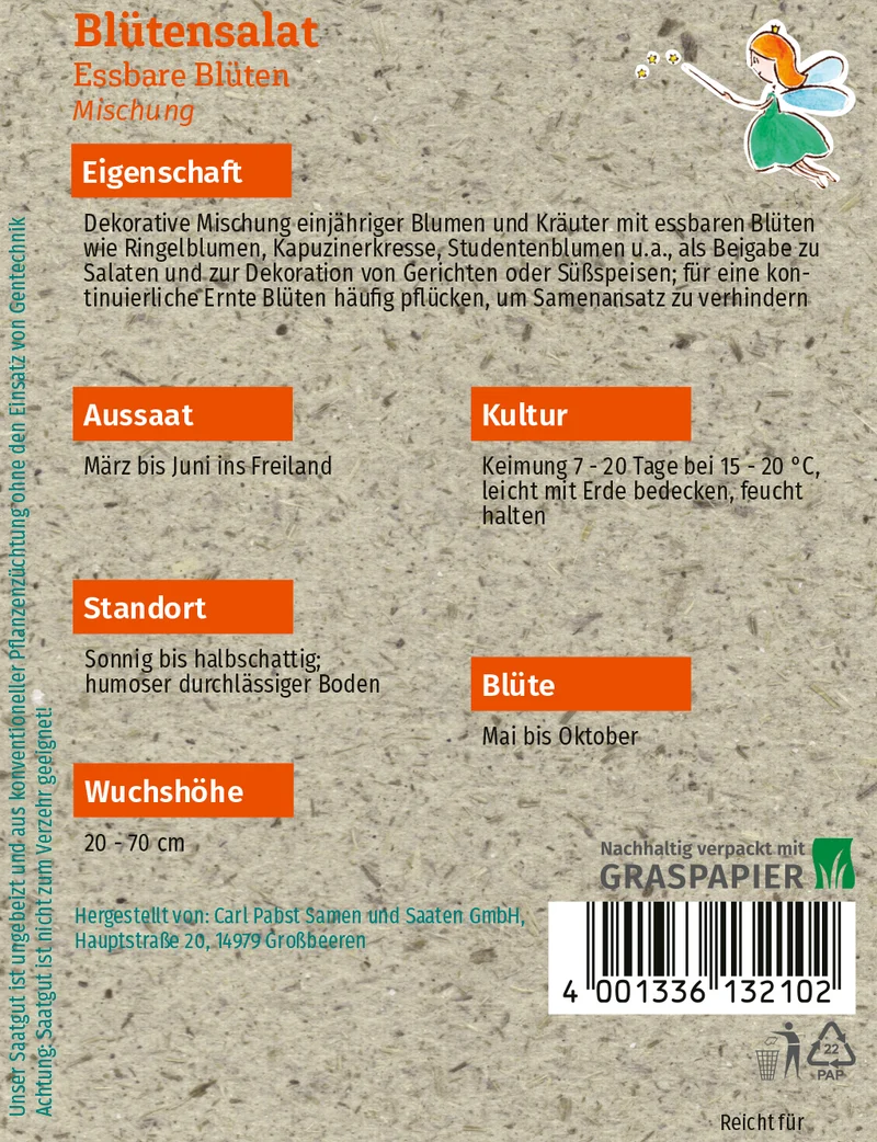 Blütensalat Essbare Blüten Blumenmischung Saatgut