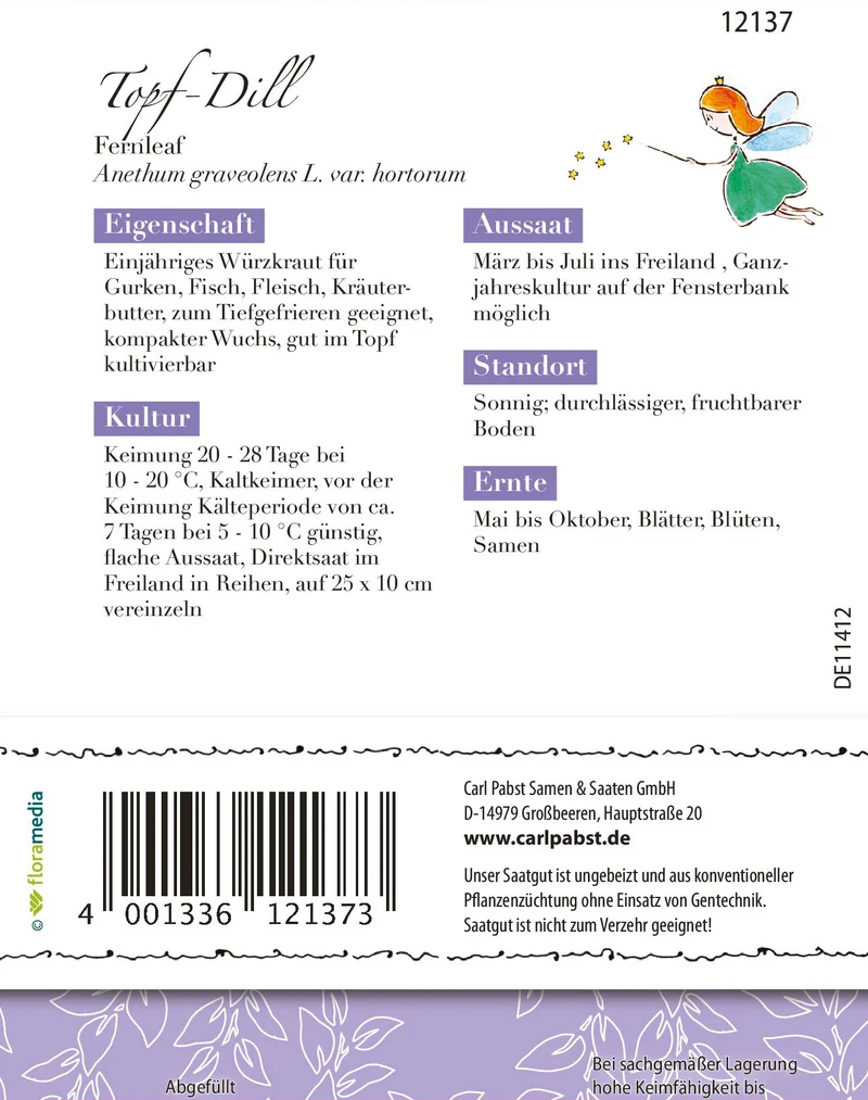 Topf Dill Fernleaf Saatgut