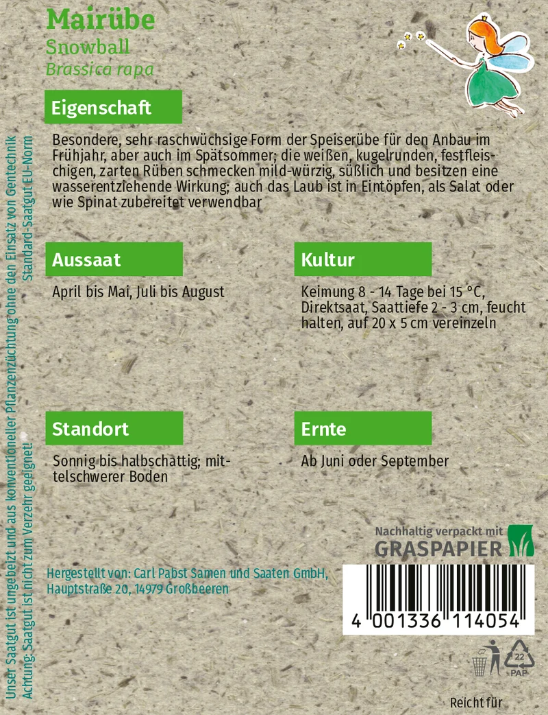 Mairübe Snowball Saatgut