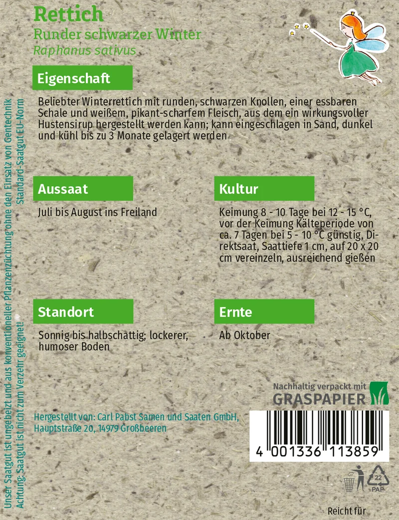 Rettich Runder schwarzer Winter Saatgut