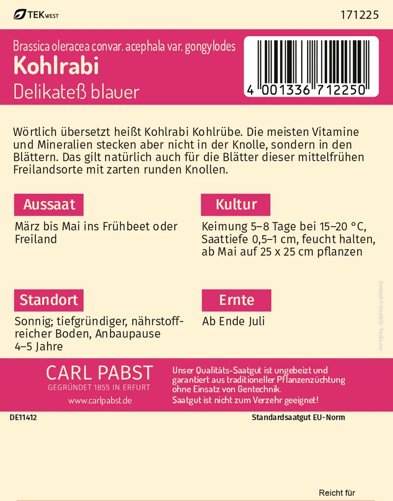 Kohlrabi Delikateß blauer Saatgut