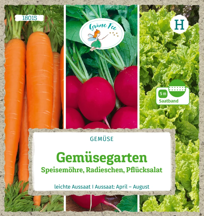 Gemüsegarten Saatband 5 m Speisemöhre Radieschen Pflücksalat