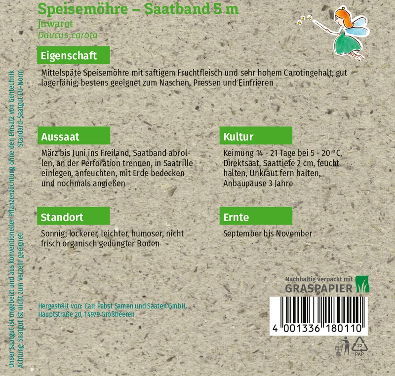 Speisemöhre Juwarot Saatband 5 m